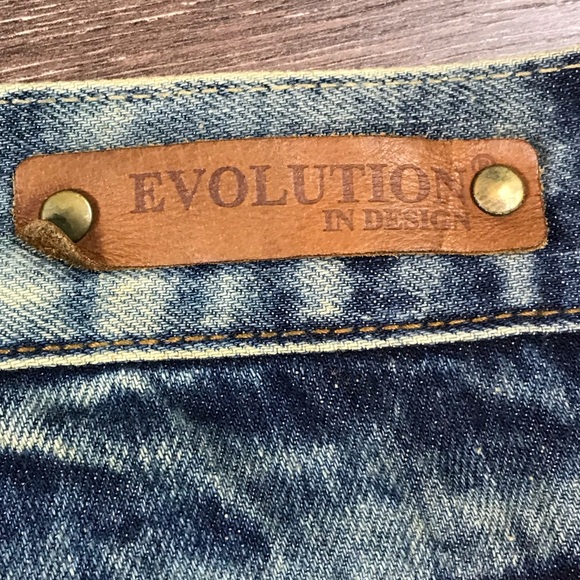 Evolution In Design Men’s Blue Stone Wash Tiger Stripes Long Denim Shorts Sz 40 - Picture 4 of 8